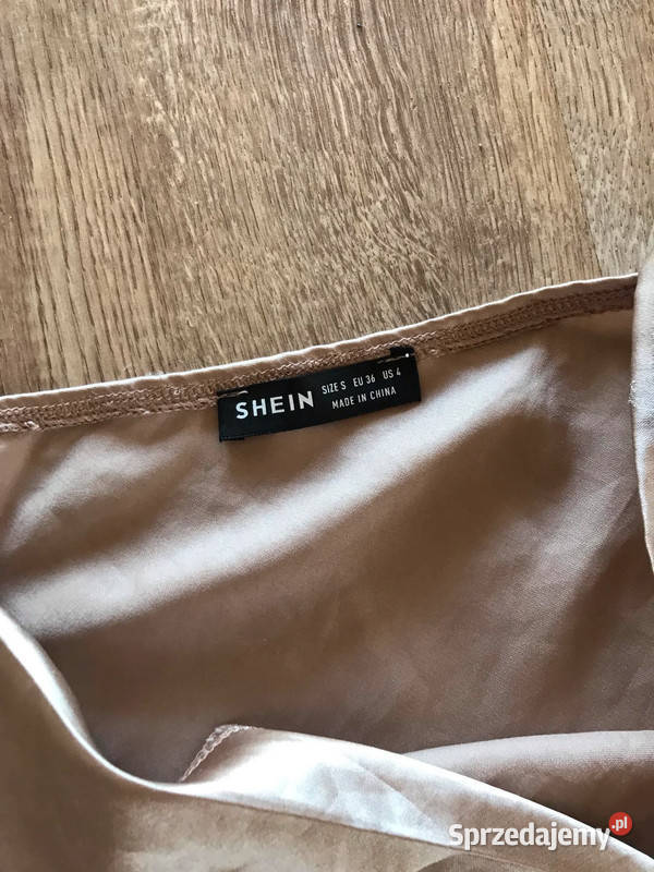Satynowa mini sukienka Shein brązowy/beżowy Hajnówka