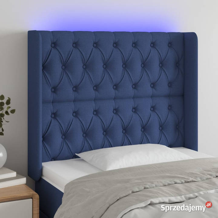 Zagłówek do łóżka z LED niebieski 103x16x118128 Meble Warszawa