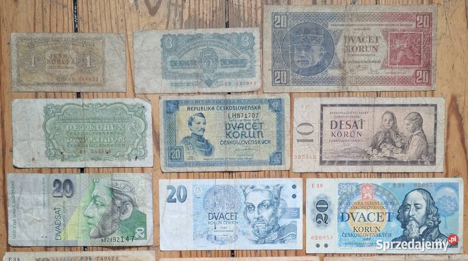 Zestaw Banknotów Czechy Słowacja Czechosłowacja Gliwice