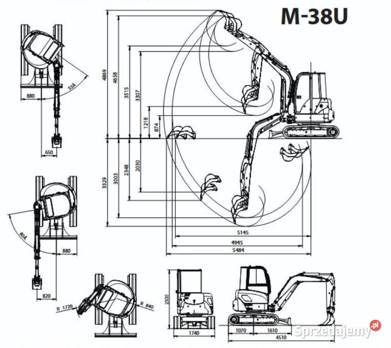 Minikoparka Caterpillar CAT KUBOTA TOYOTA HUSKI Ramię wyburzeniowe Gliwice