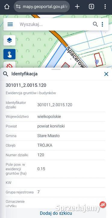 Sprzedam działkę woda Konin