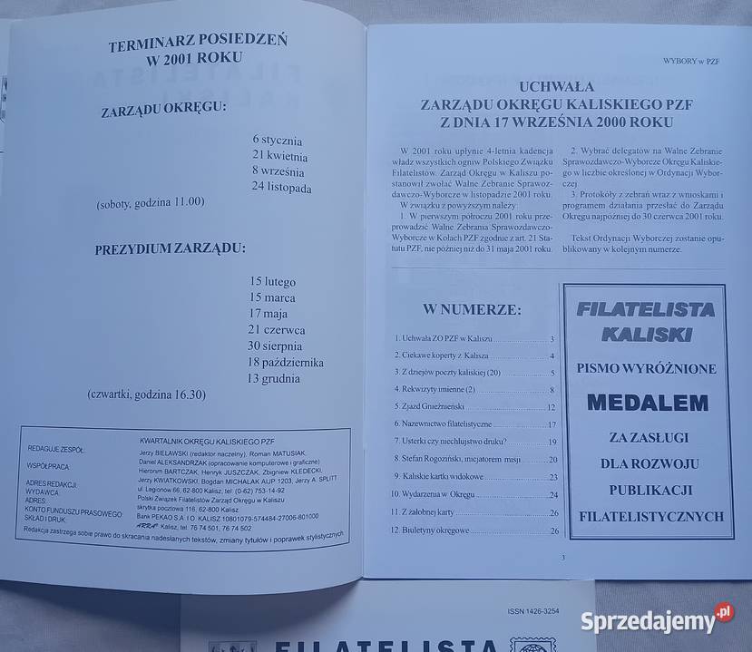 Kwartalnik Filatelista Kaliski rocznik 2000 Brak wielkopolskie Koźminek