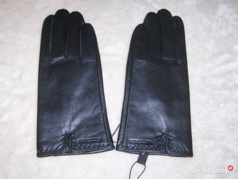 Wittchen Czarne skórzane ocieplane rękawiczki Łódź