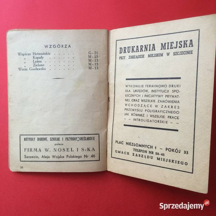 1646 Skorowidz Ulic Szczecina Antykwariat Szczecin sprzedam