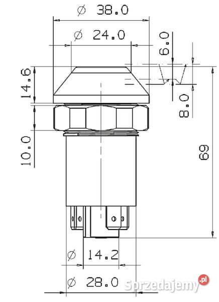 Przełącznik przyciskowy wału WOM okrągły żółty Kamionna