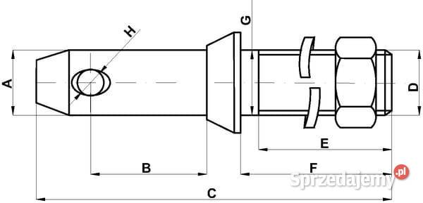 Sworzeń cięgła dolnego 22x131 mm gwint M18x46 mm małopolskie Kamionna