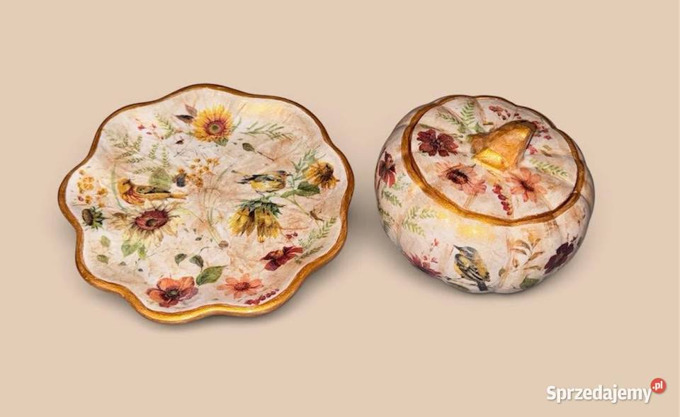 Komplet z gipsu ceramicznego decoupage Kraków
