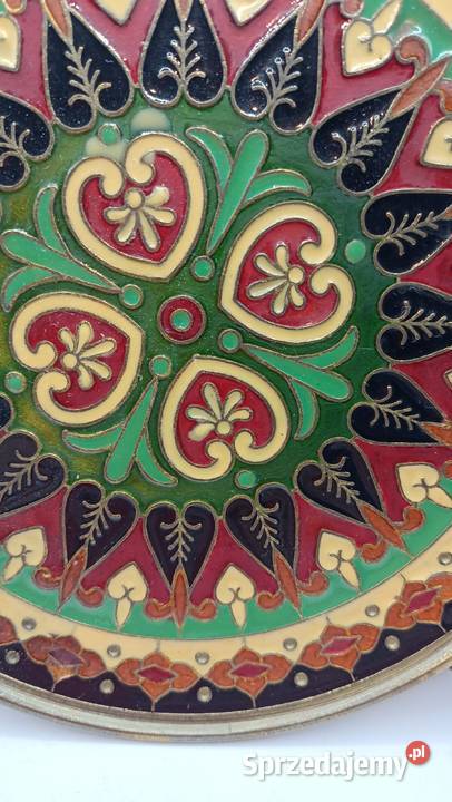 Mosiężny talerz dekoracyjny mniejszy Cloisonne Zamość