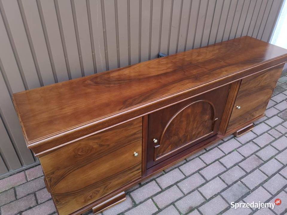 Komoda ARTDECO Niska Orzech RTV Solidna 186 Antyki, Sztuka, Kolekcje Swarzędz
