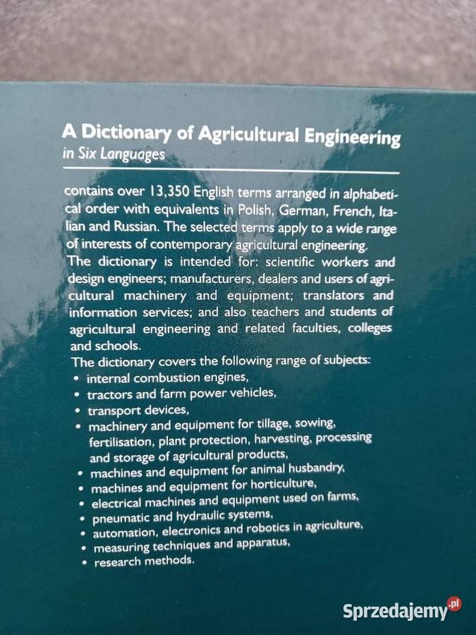 Słownik inżynierii rolniczej techniczny Poznań