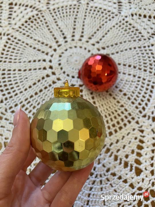 Dwie bombki choinkowe disco ball zlota czerwona Nisko sprzedam