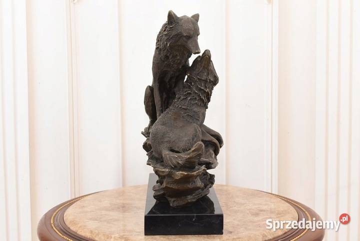 Dwa Wilki z Brązu Wilk Wilczyca Figura Rzeźba z małopolskie sprzedam