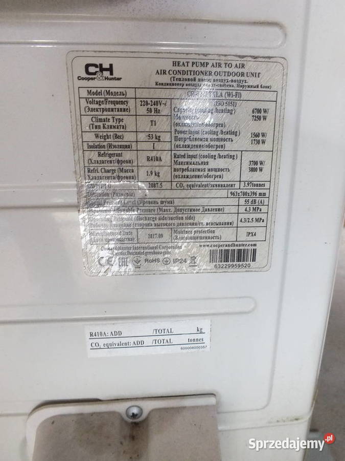 Klimatyzator Cooper Hunter 7 KW Sprawna Klimatyzatory Golasowice