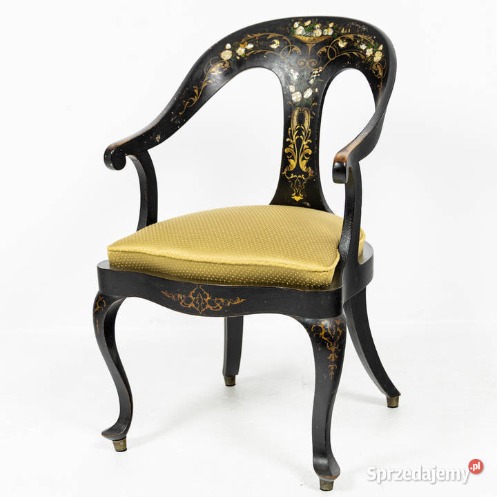 Zabytkowy czarny fotel biblioteczny z Swarzędz sprzedam
