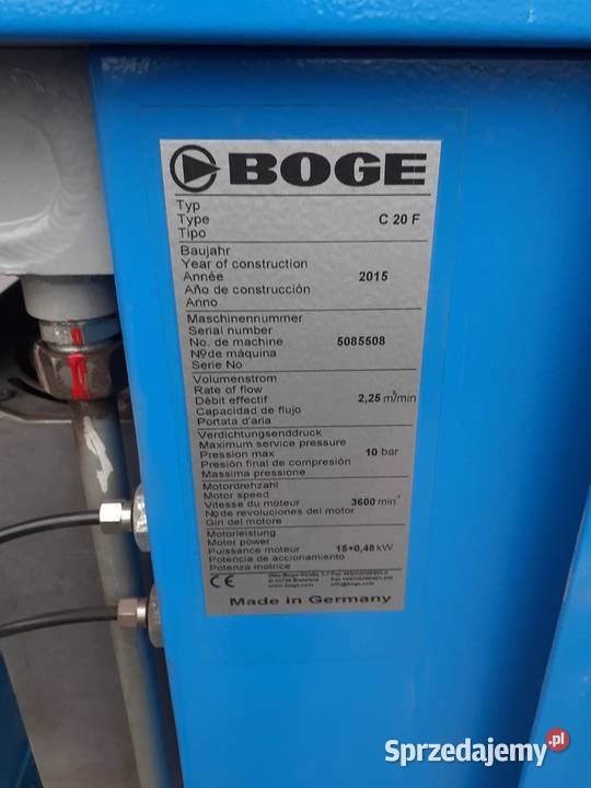 Sprężarka śrubowakompresor Boge C20 F 15kW Wilków sprzedam