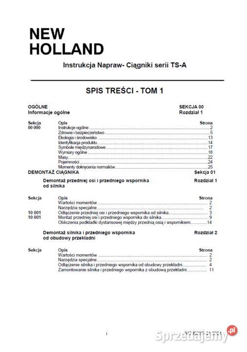 Holland seria TSA CASE MXu instrukcja napraw Rok wydania 2004 Gdańsk