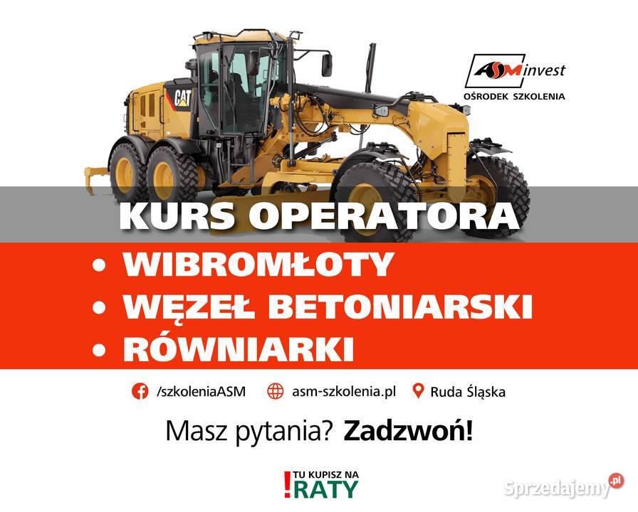 1900 Kurs Równiarki Urządzenia do pogrążania Ruda Śląska
