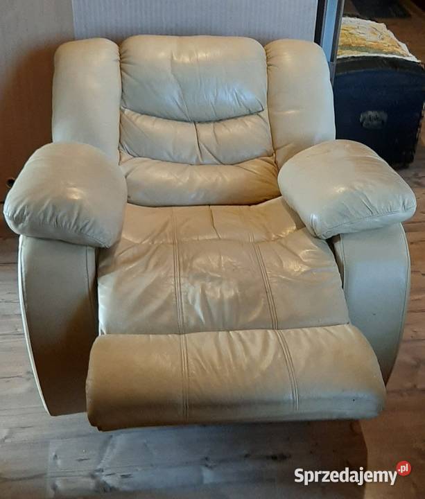 Mega wygodny biały fotel Olesno sprzedam
