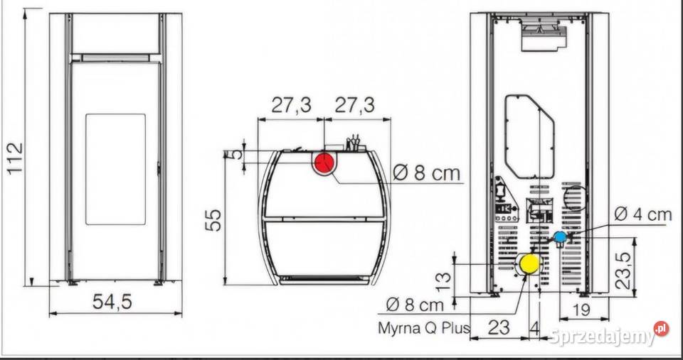 Kominek wolnostojący na pellet Myrna Q 10kW Sieradz