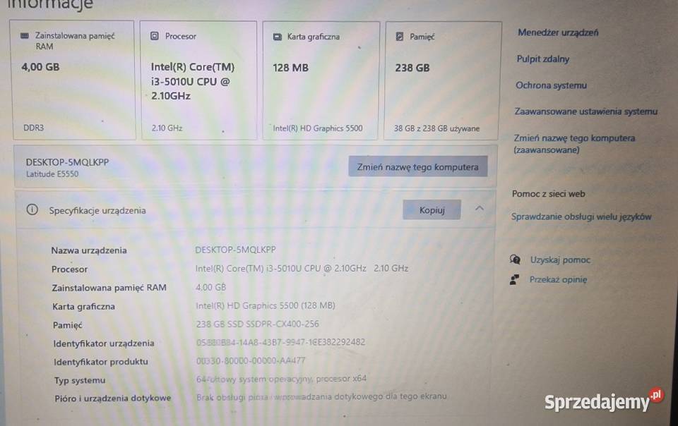 Dell Latitude E5550 SSD i3 gotowy do pracy torba Zielona Góra sprzedam