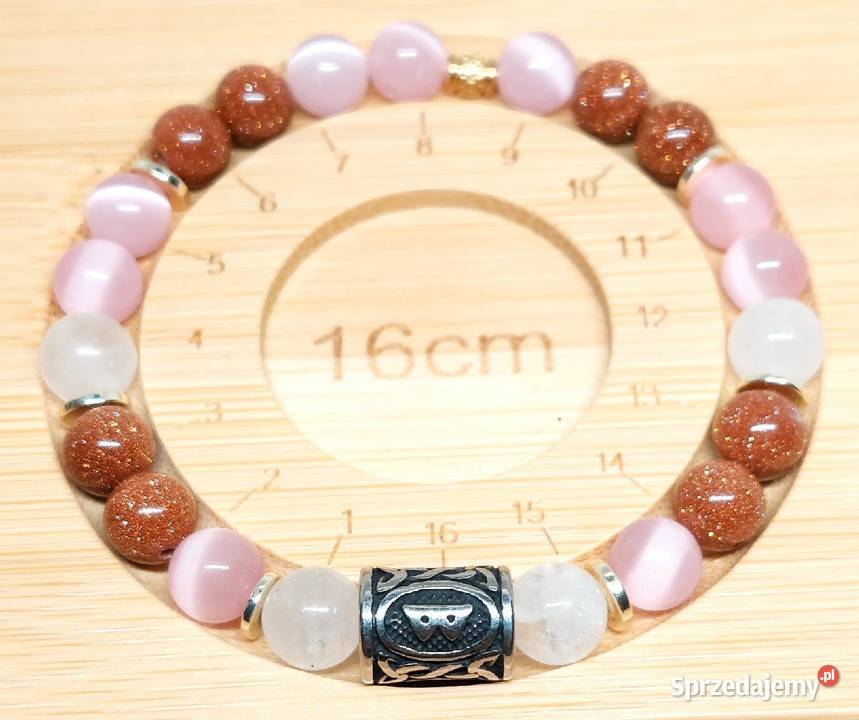 BRANSOLETKA RUNA BERKANO KAMIEŃ KWARC STAL Warszawa