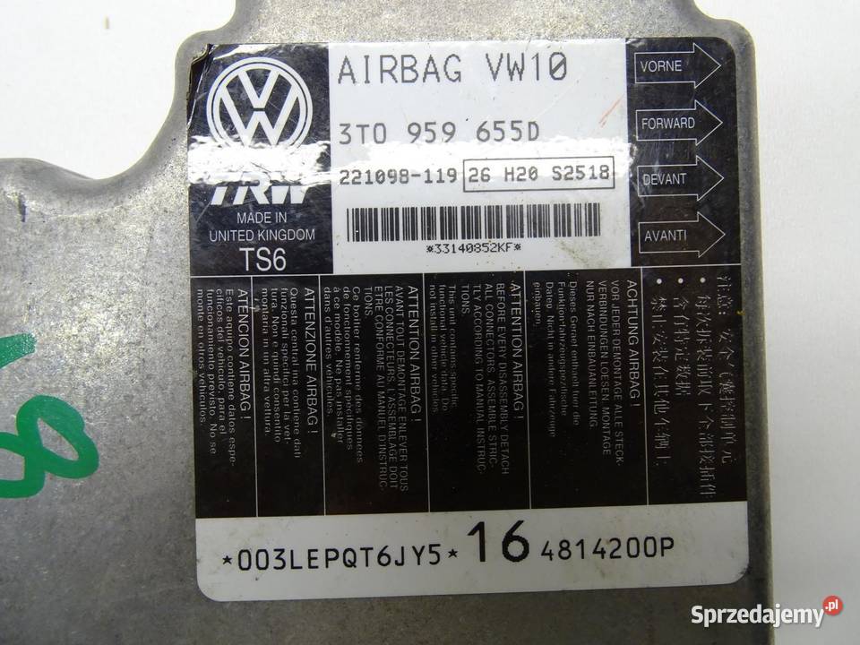 MODUŁ STEROWNIK AIRBAG PODUSZEK POWIETRZNYCH