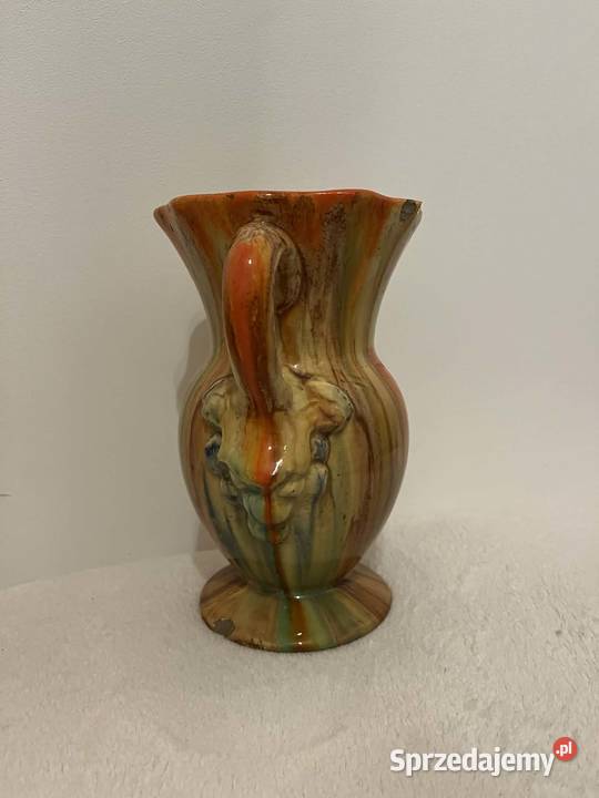 Ceramiczny wazon vintage z dwoma uchwytami