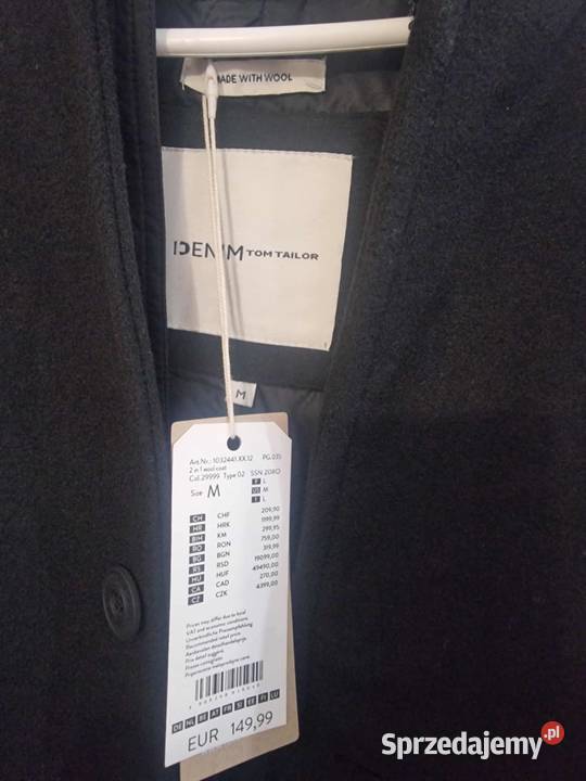 Płaszcz wełniany męski TOM TAILOR DENIM z Chojnice