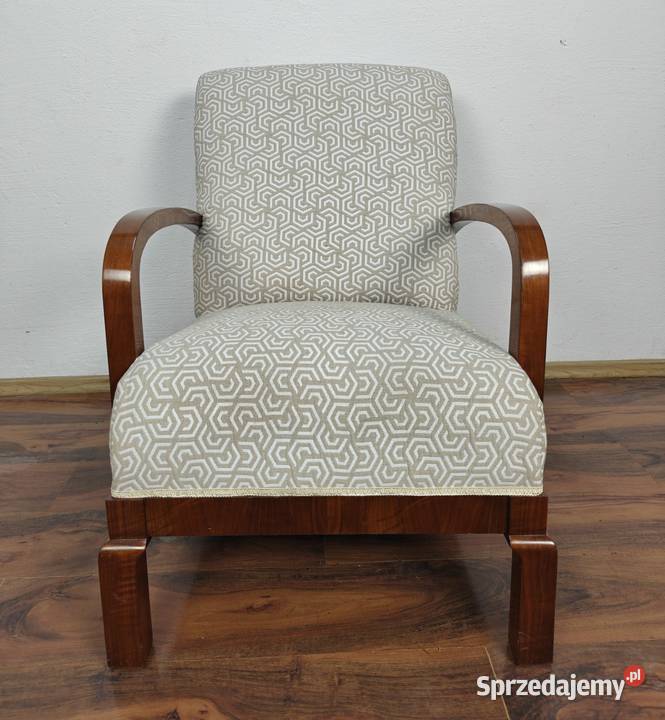 Fotel Art Deco okleinowany orzechem renowacji Warszawa sprzedam