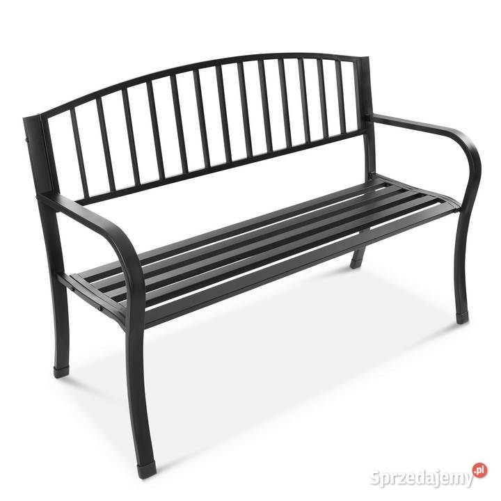Metalowa ławka ogrodowa z oparciem parkowa taras wielkopolskie Poznań