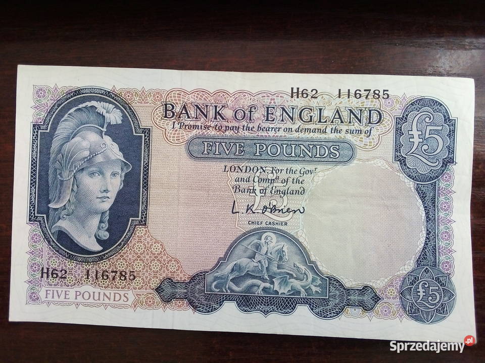 Banknot 5 funtów Anglia mazowieckie Płońsk sprzedam