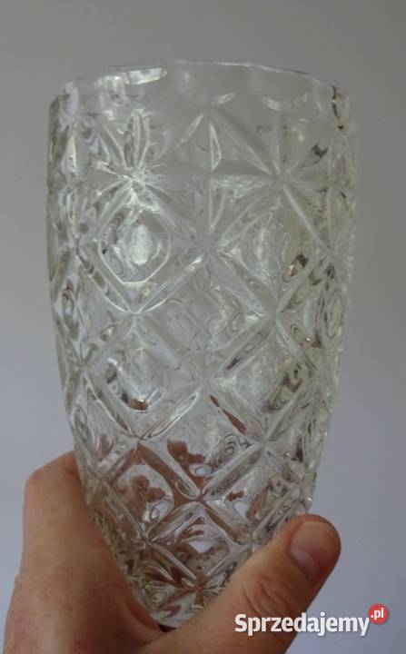 Wazon Grube Szkło Przezroczyste Piękny Szlif Poznań