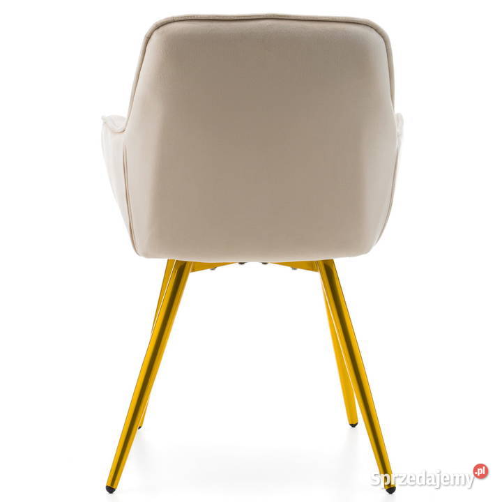 Beżowe Krzesło Tapicerowane Siena Złote Nogi wielkopolskie Tarchały Małe