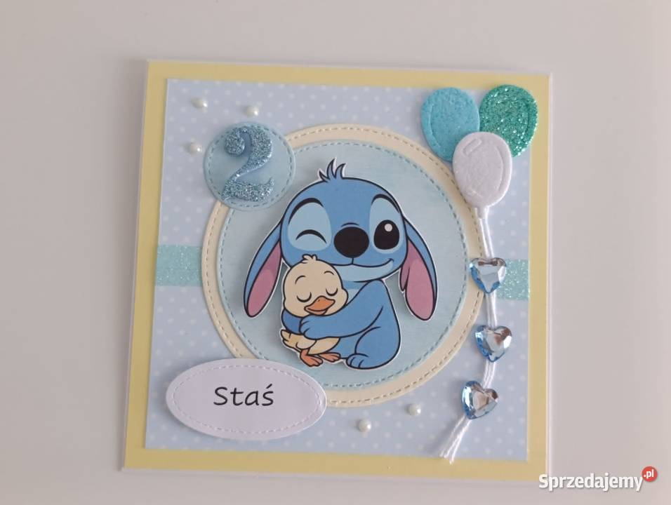 Kartka na urodziny roczek Stitch z Rękodzieło łódzkie