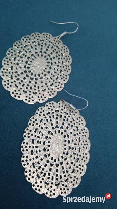OKAZAŁE SREBRZONE KORONKOWE KOLCZYKI Piła sprzedam