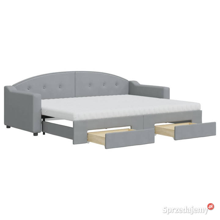 Sofa rozsuwana z szufladami jasnoszara tkanina mazowieckie Warszawa