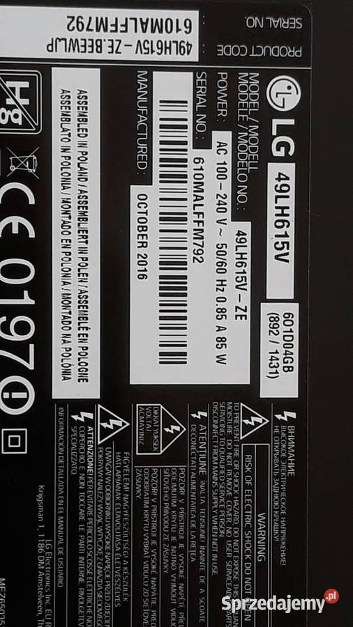 LG49LH615 TCON BAVL1L4589B1 Orneta sprzedam