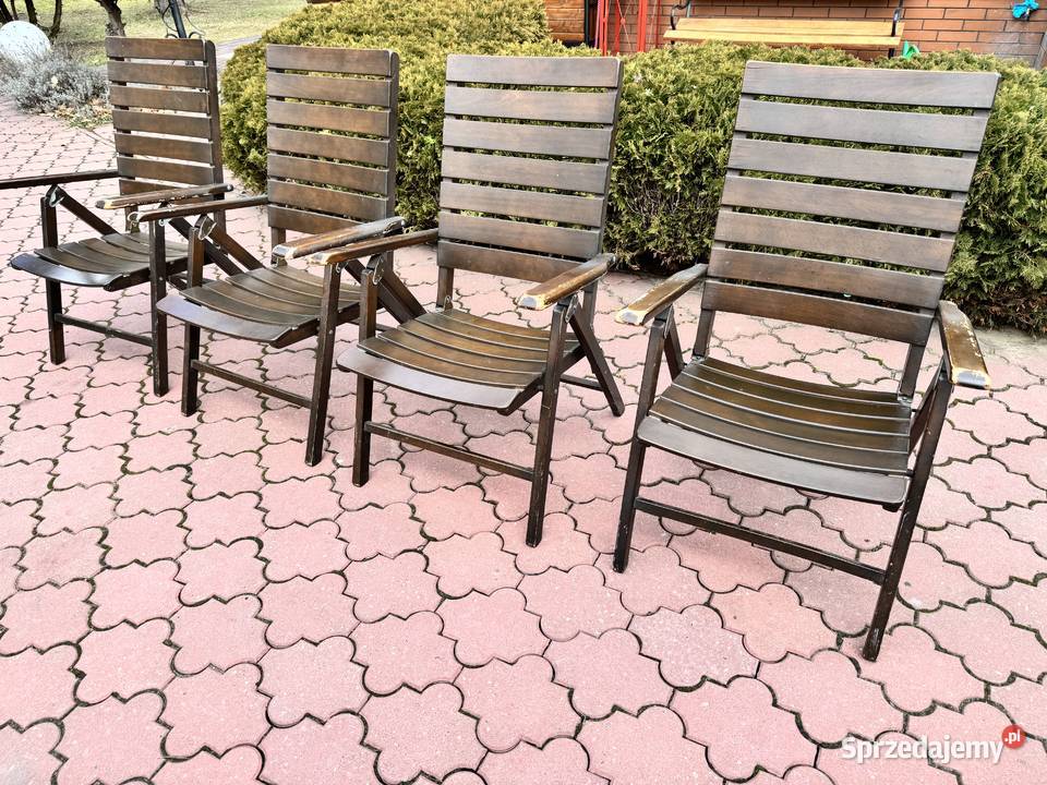Leżak ogrodowy drewniany brązowy regulowany Garwolin