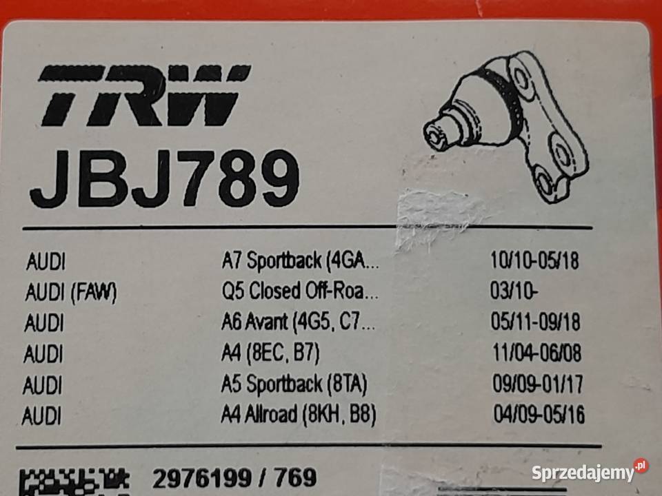 TRW JBJ789 Sworzeń wahacza Audi różne modele śląskie Dąbrowa Górnicza sprzedam