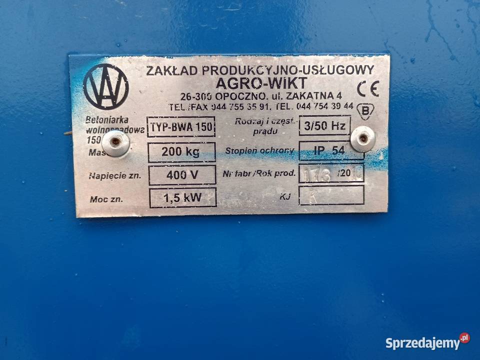Betoniarka Agro Wikt 260 l Mało Używana 2010 Izbica sprzedam