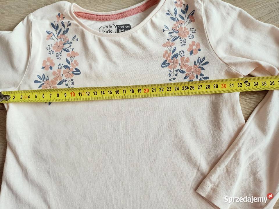 Bluzka koszulka dziewczęca na długi rękaw ecru Rozmiar 116 Płock