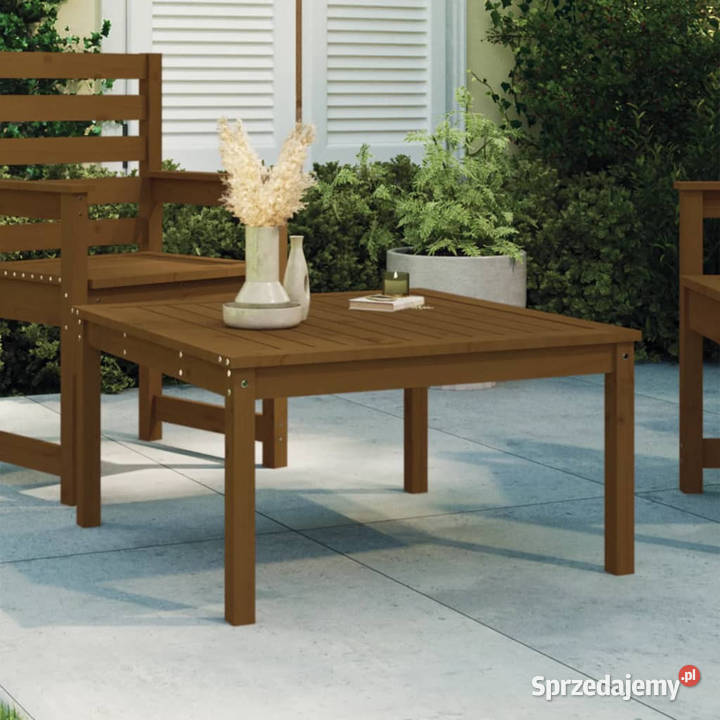 Stolik ogrodowy brązowy 825x825x45 lite drewno