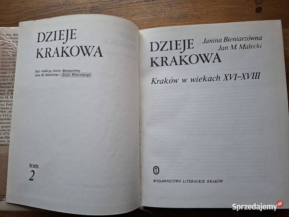 Dziejen KrakowaJ Bieniarzówna JM Małecki t2 i 3 ISBN 8308001157