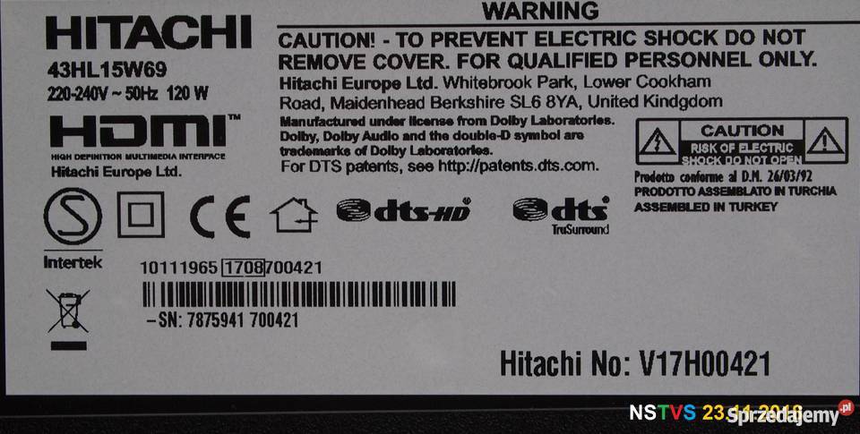 Podstawa stopa noga do TV Hitachi 43HL15W69 Warszawa