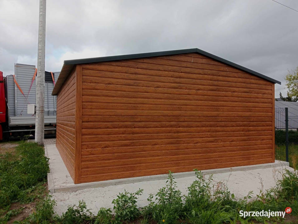 Garaż Blaszany dwuspadowy 5x5 drewnopodobny Płock