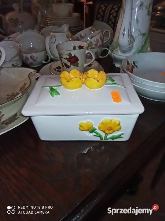 Puzdro z pokrywką żółte kwiatki pomorskie Gdańsk