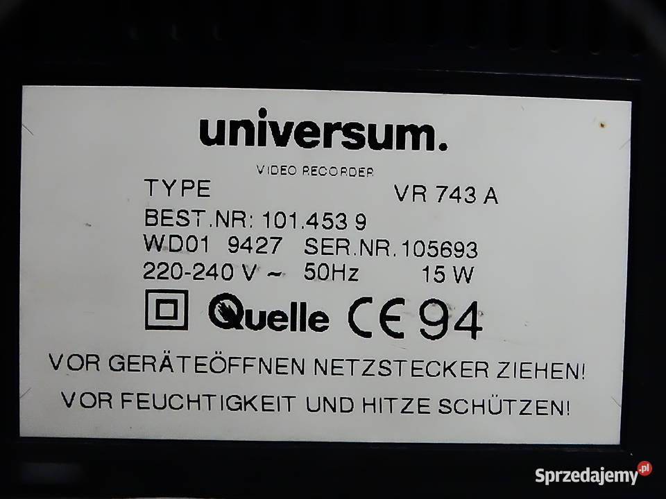 Universum VR 743 A magnetowid VHS HQ Video Biłgoraj