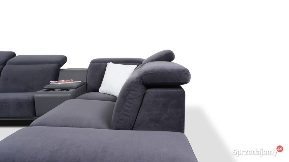 Narożnik tkanina z skórą wysokie nogi miękki Toruń