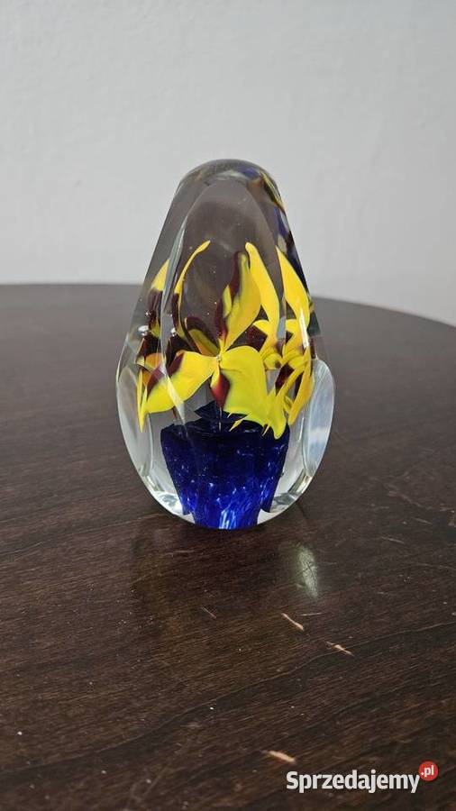 Kula Przycisk Szklany 9 x Szlif 3 Kwiaty Krosno sprzedam