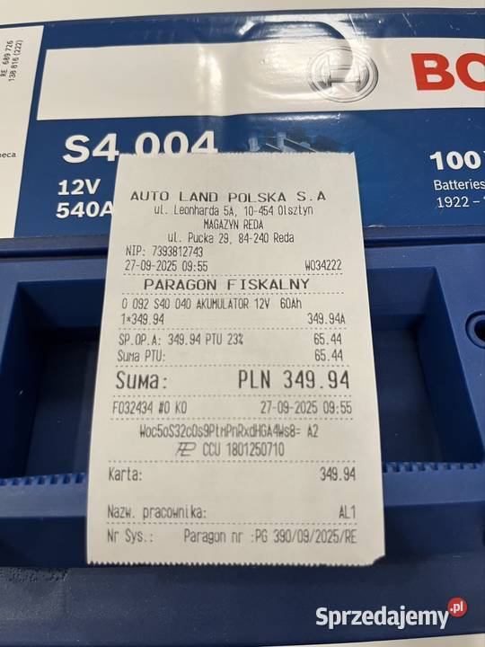 Akumulator 12V BOSCH S4 60Ah 540A GWARANCJA Reda